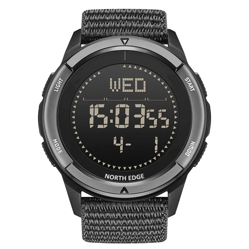 NORTH EDGE Men's Waterproof Outdoor Sports Watch with Compass and Multi-Function Features