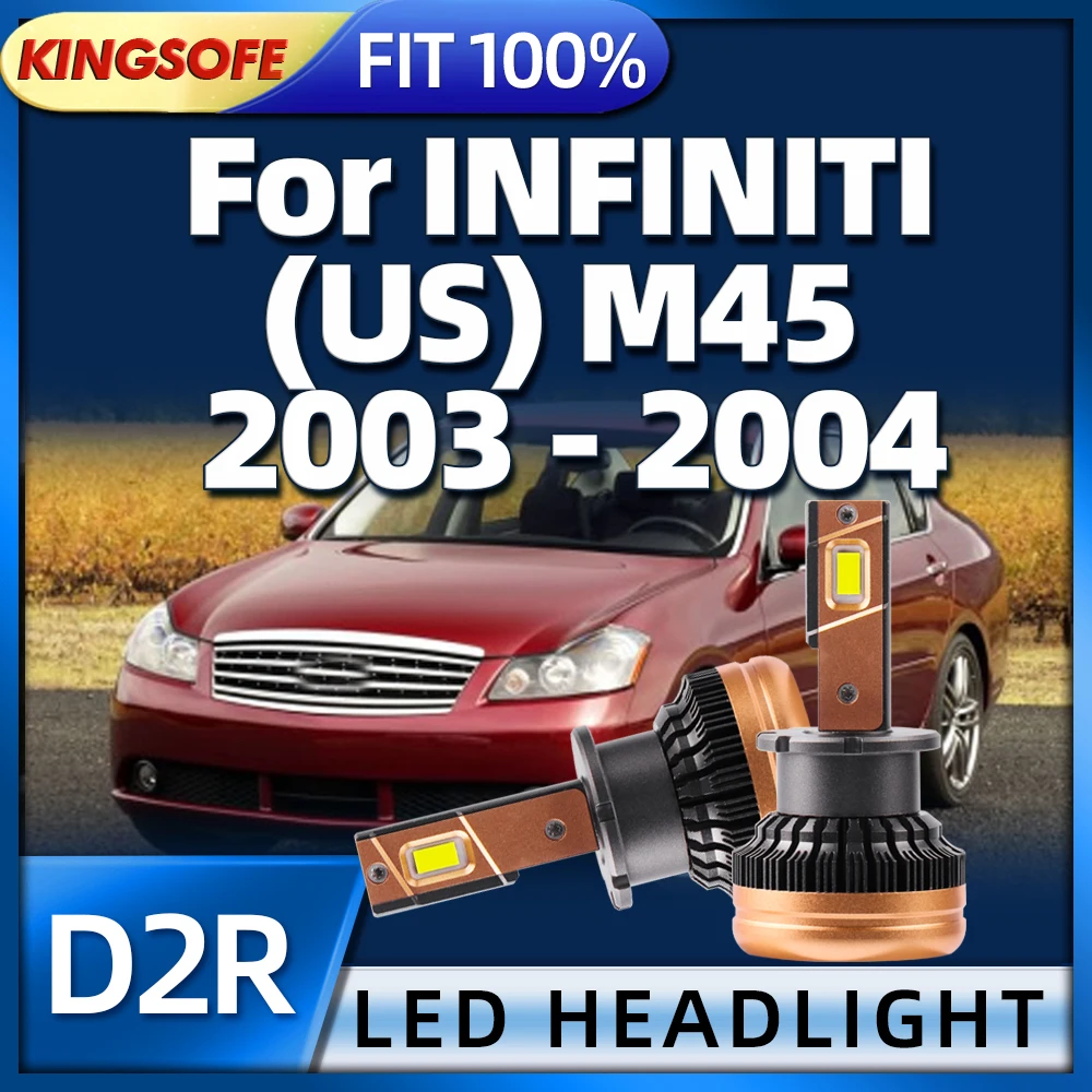 

2PCs High Bright LED Headlights HID D2 45000LM Two-sided CSP Chip 6000K White Light For INFINITI (US) M45 2003 2004