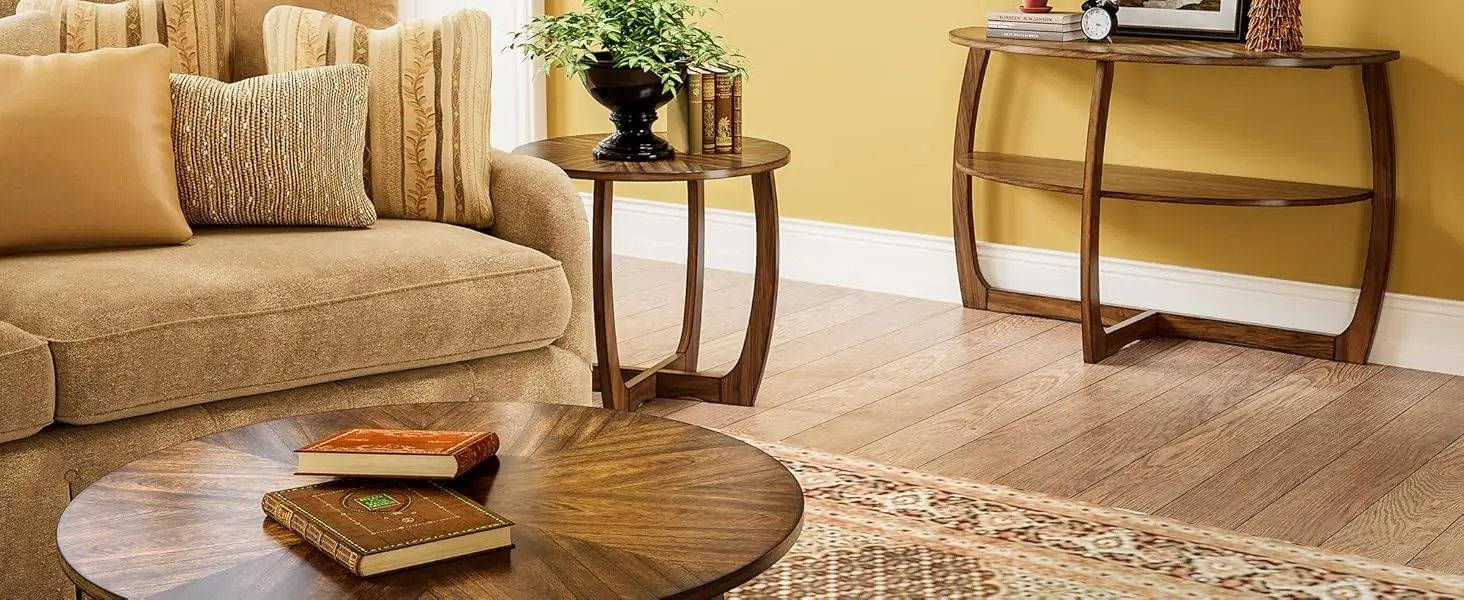 round wood coffee table for living room