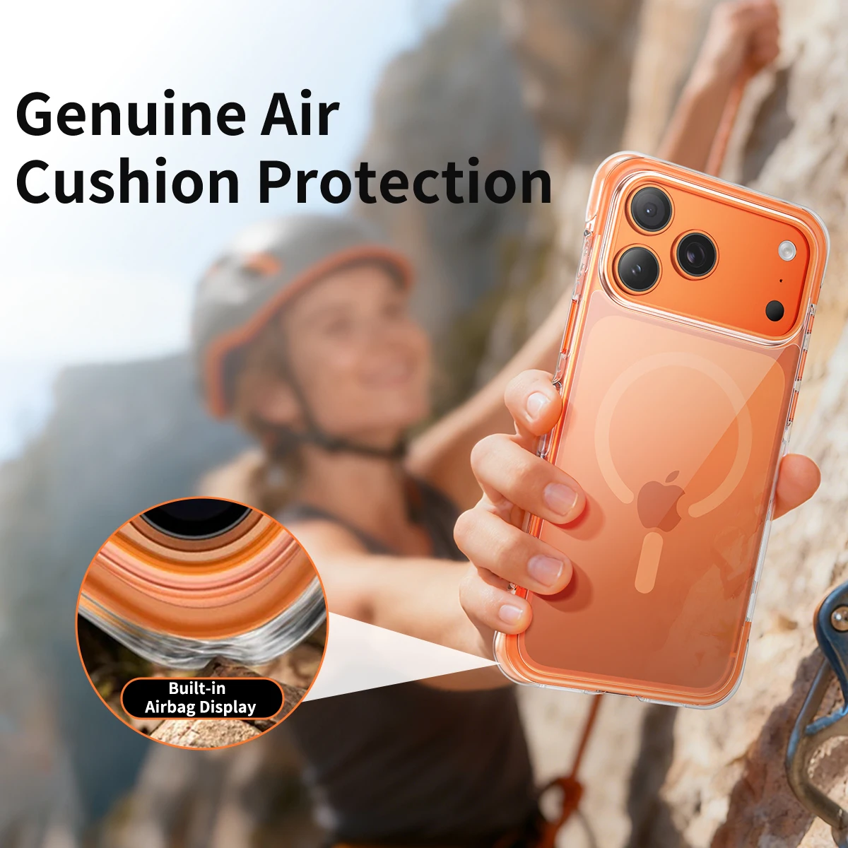 Clear Magnetic Protective Phone Case with Enhanced Airbag Anti-Drop Design and Metal Button