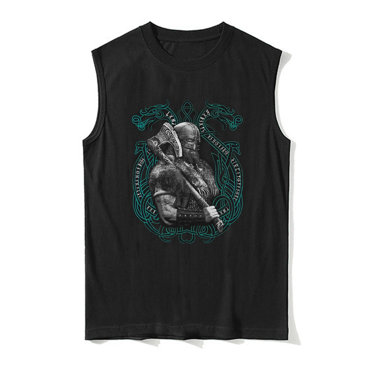 

Мужская футболка без рукавов, с круглым вырезом и принтом воинов