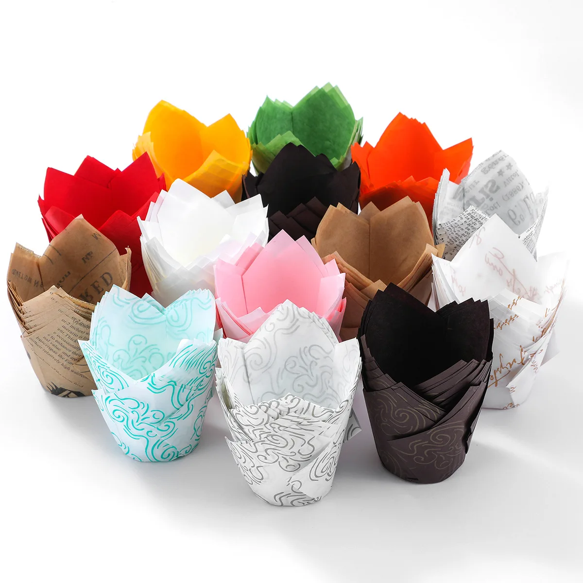 

50Pcs Tulip Muffin Cupcake Paper Cups Oilproof Cupcake Liner Baking Muffin Box Cup Cake Decorating Tool Muffin Wrap Cases