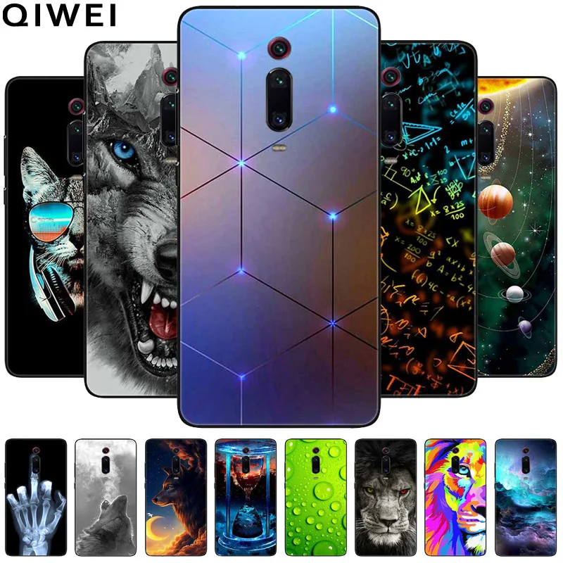 Per Xiaomi Mi 9 T Custodia Animali Cool Painted Black Tpu Silicone Soft Bumper Per Xiaomi Mi 9 T Pro Cover Per Telefono Mi9T 9 T Wolf Lion Bag