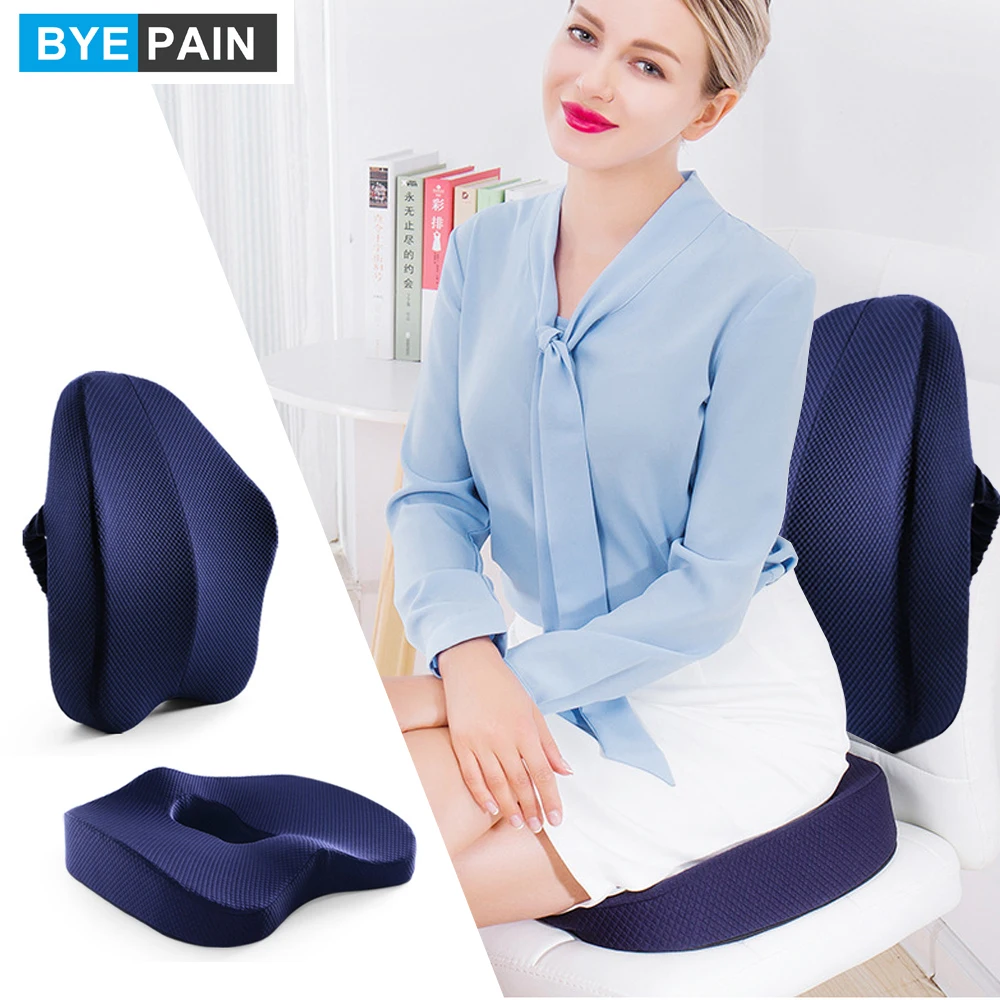 Seat Cushion for Office Chair Lumbar Support Pillow Car Back Memory Foam Washable Cover |