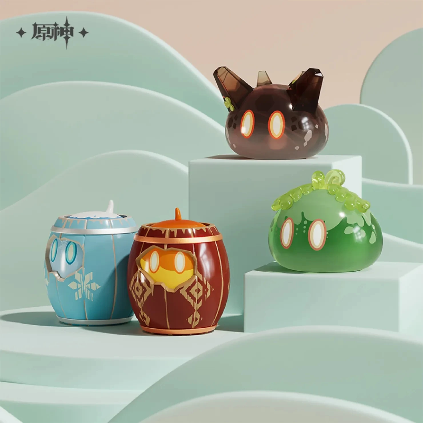 [Genuine] Anime Game Genshin Impact Cosplay Figure Slime Family Blind Bag ABS PVC Statue Wind Storage Jar Kids Xmas Gift PCS-5