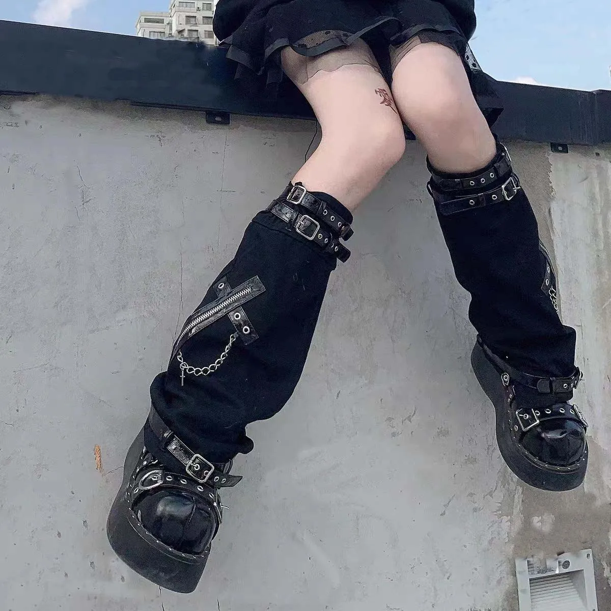 

Denim Star Design Halloween Accessories Leg Warmers Socks Y2K Women JK Thigh High Socks 2023 Y2K Hot Girl Flare Leg Warmers