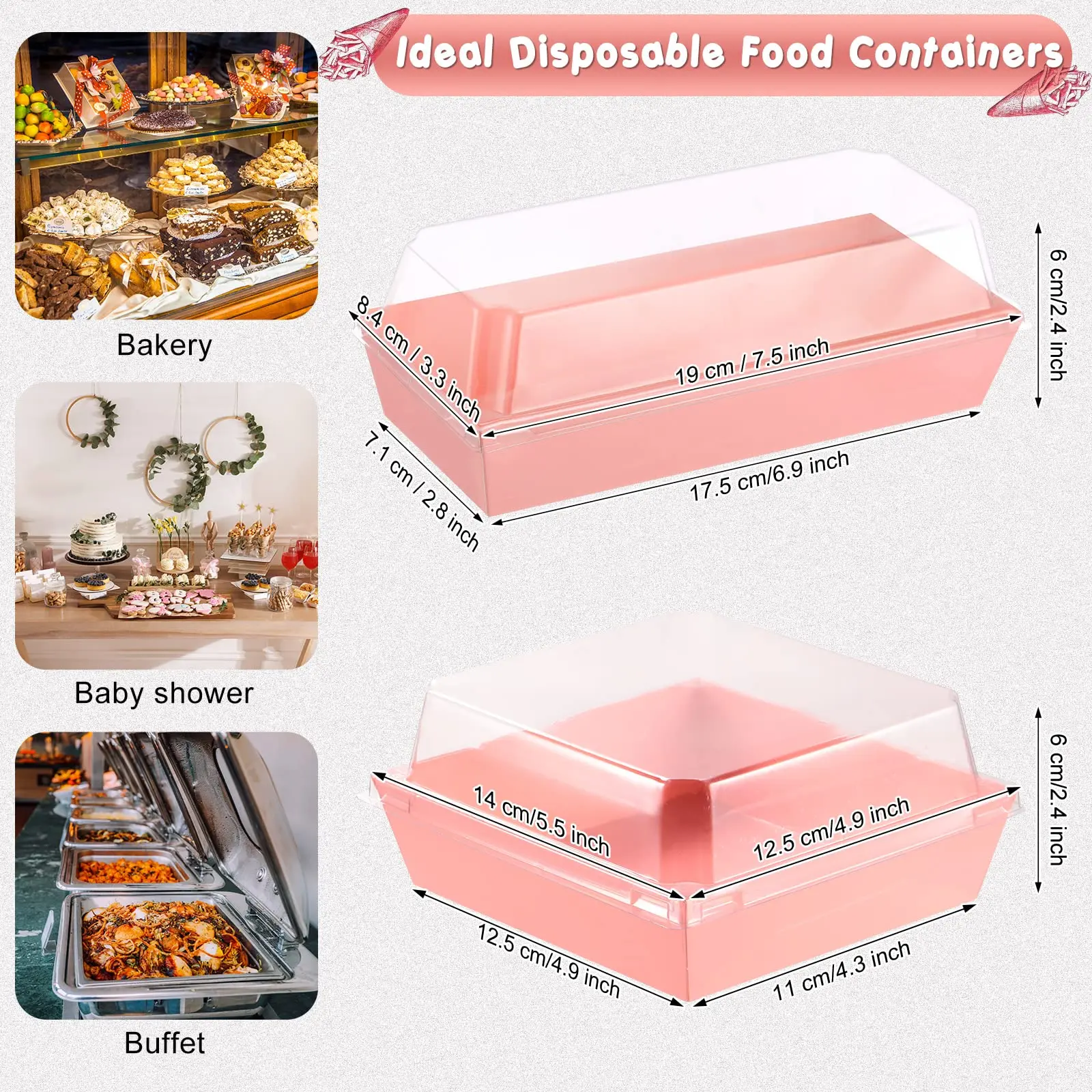 Disposable Charcuterie Boxes Clear Lids Paper Dessert Boxes Food Dessert Containers Bakery Chocolate Strawberries Supplies
