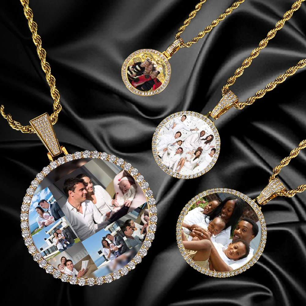 HipHopJewelryBlingCZMemorialPictureFramesProjectionNecklace