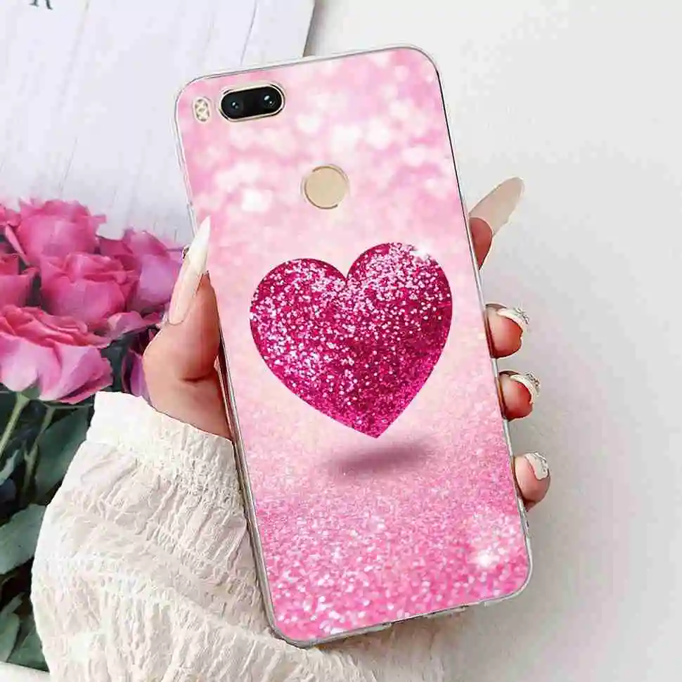 Love Pop Print TPU Soft Silicone Phone Case with Floral Design