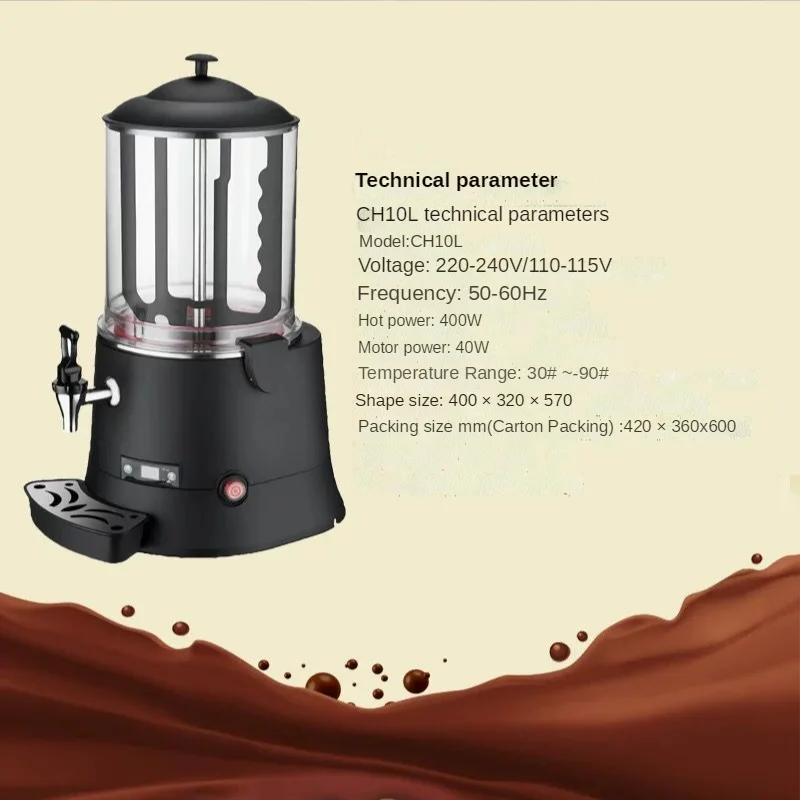 5/10l Commercial Hot Chocolate Maker,Electric Machine Hot Chocolate  Dispenser Warmer,with Led Display,304 Stainless Steel Heating Plate for  Heating