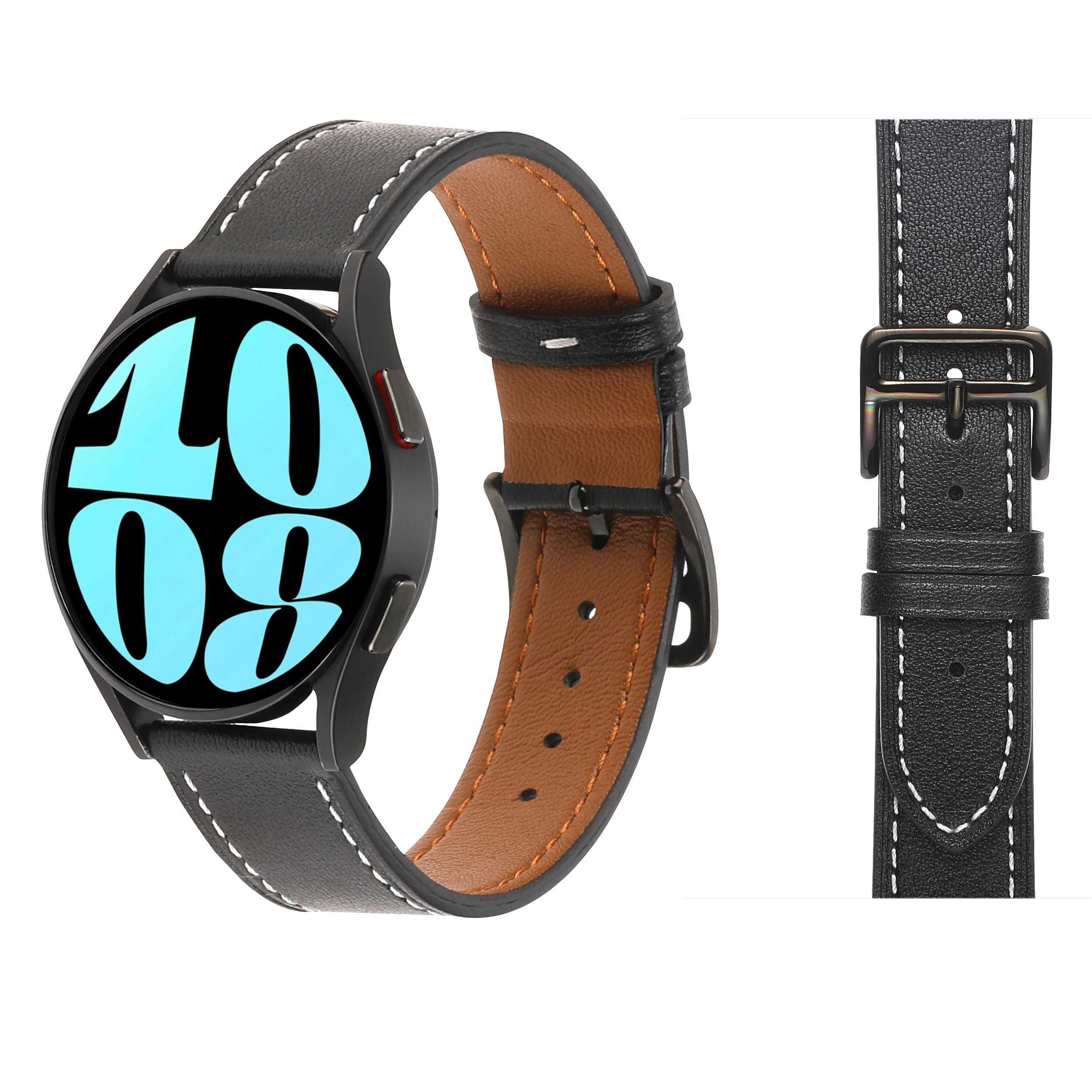 

20mm Leather Strap For Samsung Galaxy Watch 6/5/4 40mm 44mm 5 Pro 45mm wristband Sport Bracelet Watch 6 4 Classic 46mm 47mm Belt