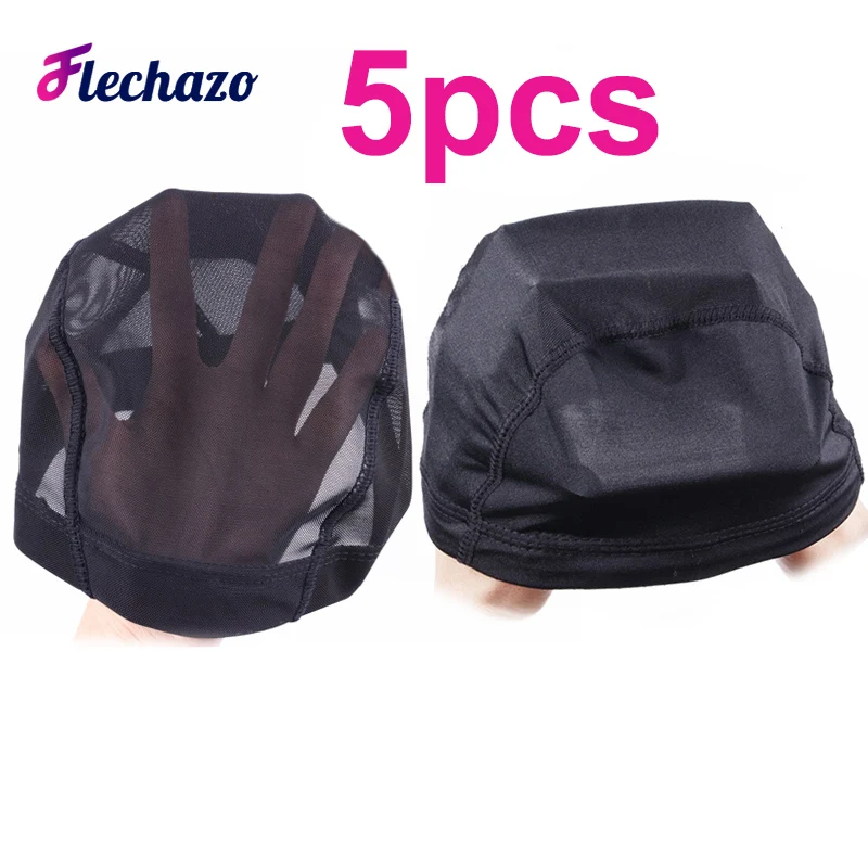 Wig Caps 5 Pcs Durable Dome Wig Cap Breathable Mesh Wig Cap for Making Wigs Weaving Elastic Hairnets Caps for Women S M L