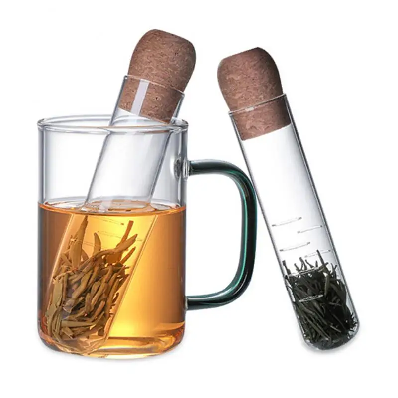 1PC Mini Transparent Tea Strainer Glass Tea Infuser Empty Bottle Brewing Test Tube Set Cork Glass Bottle Tube Kitchen Tools