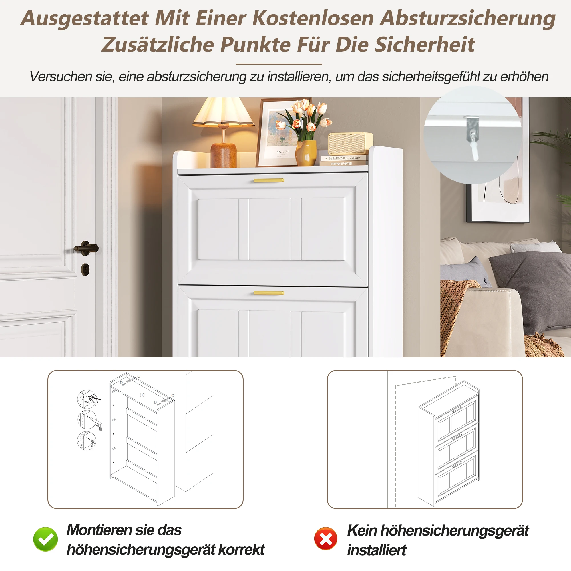 70*24*120cm Schuhschrank/Schuhregal mit 6 Fächern, geeignet für Flure, Eingangsbereiche, Wohnzimmer und Büros – Detail 17