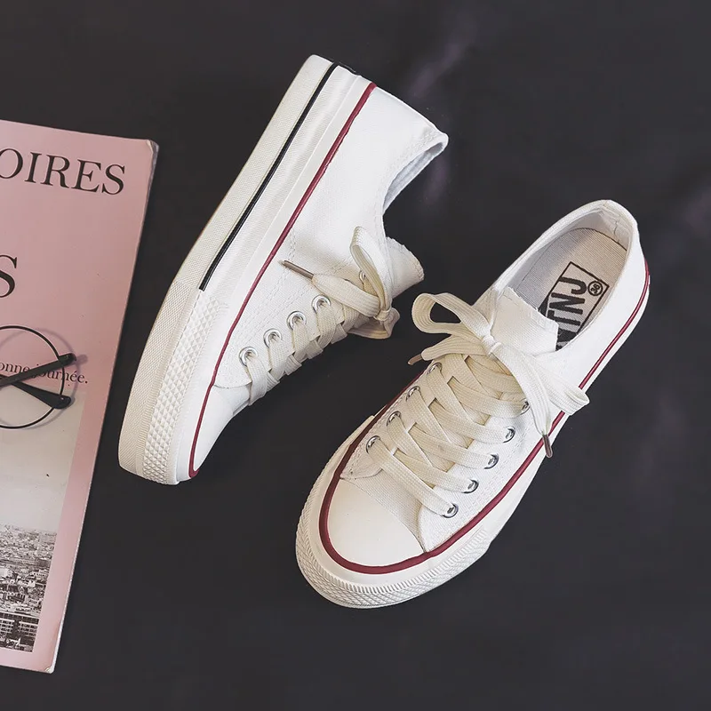 Spring Thick Sole Women's Shoes Leisure Canvas Shoes Breathable Comfortable Sports Shoes Thick Sole Height Increasing Shoes