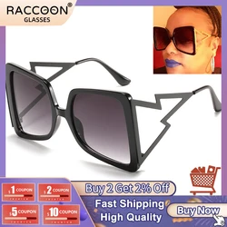 Oversized Hollow Bow Style Sunglasses Women Retro Wide Bent Legs Chic Sun Glasses Female Big Frame Square Sexy Shades Eyewear