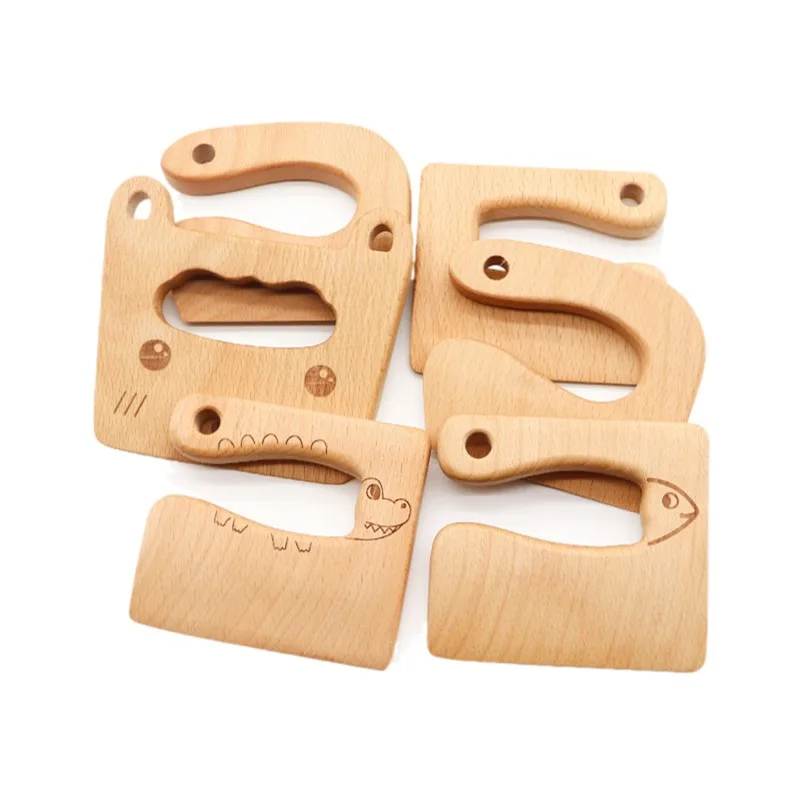 Safe kitchen cutting toy kids wooden cooking cutter fish-shaped children's kitchen tools cute vegetables fruits knife safety