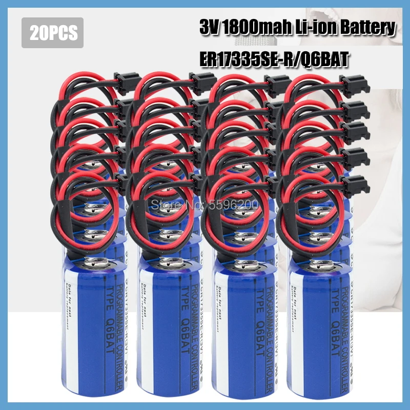 

20PCS Q6BAT 3V 1800mAh CR17335 ER2/3A PLC Lithium Batteries With Plug For Mitsubishi CR17335SE-R Industrial Battery Long Lasting