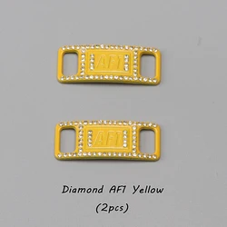 Luxury Rhinestone Shoe Charms with Colorful Diamonds and Fashion Shoelaces - Elegant Sneaker Decorations (Set of 2) (AJ - 001 - Yellow)