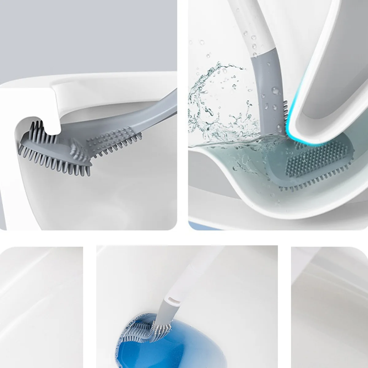 Toilet Brush Wall-Mounted Bathroom Cleaning Tool Quick Drainage All-Round Soft Rubber Brush Head Does Not Damage Glaze Toilet Bathroom Accessory Set