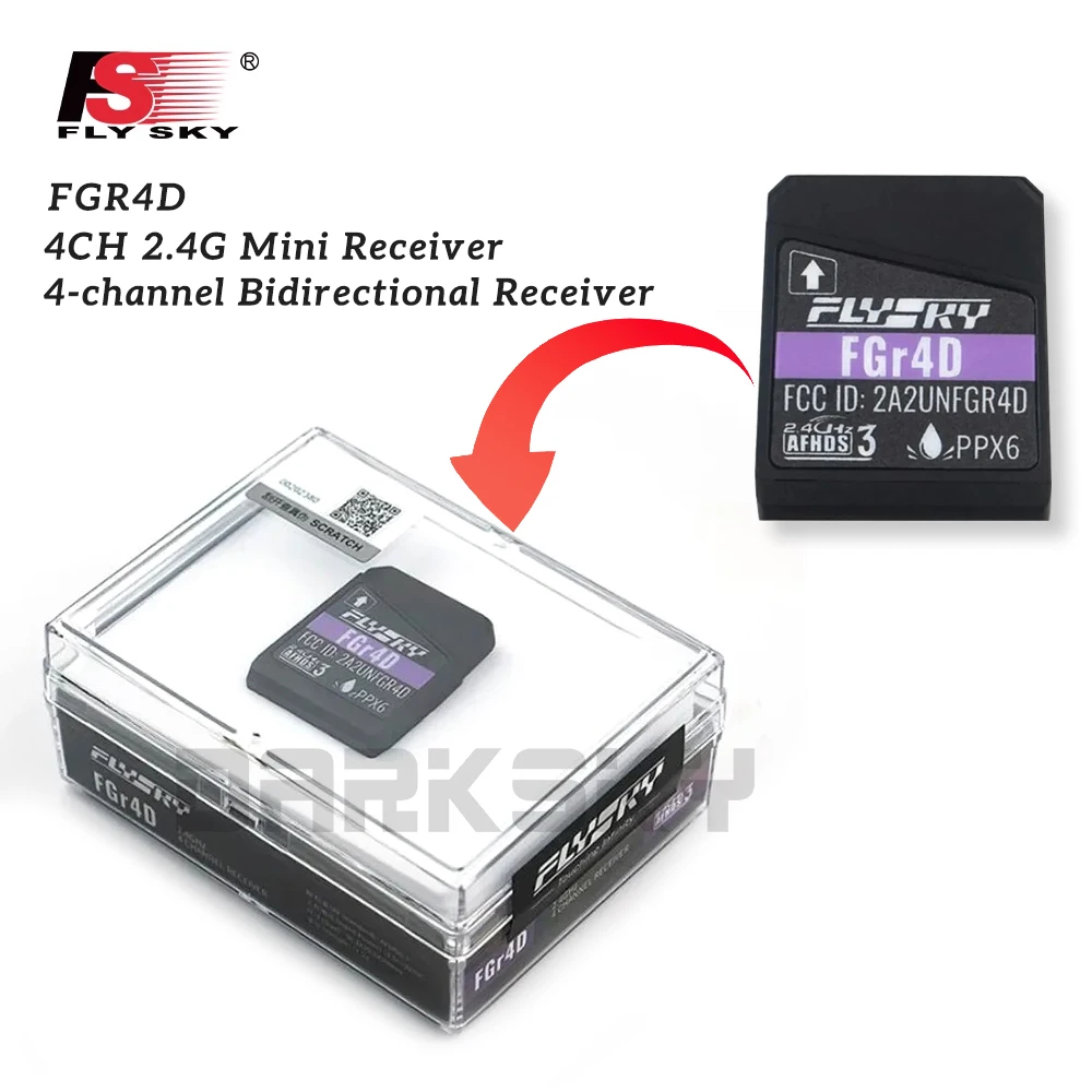 FlySky FGR4D 4-channel Bidirectional Receiver for RC Car Remote Control 4CH 2.4G Mini Receiver 3.5-8.4V Built-in Single 1