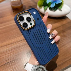 Breathable Magnetic Cooling Mesh Case with Lens Protection - iPhone 15 (Blue)
