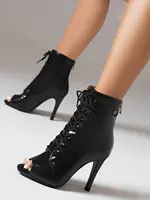 Women's Fashion Summer Party Outdoor Boots Sexy stilettos High Heels Women Latin dance heels shoes Black For Ballroom - Image 5
