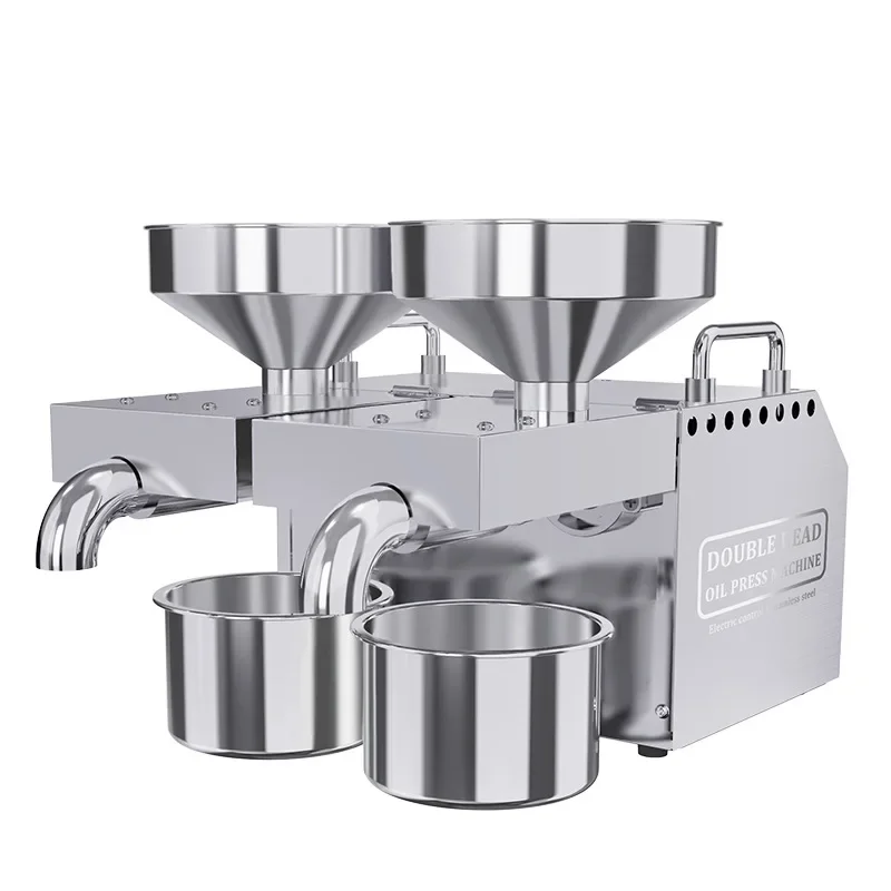 B02 Automatic small oil press machine stainless steel double head oil press intelligent temperature control oil press machine 4