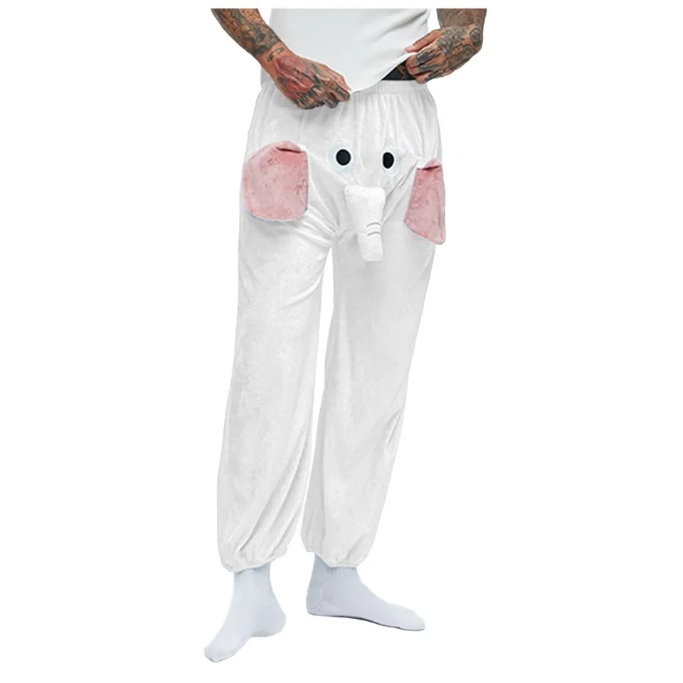 Grappige olifant loungebroek voor heren, humoristische 3D cartoon pyjamabroek, flanellen pyjamabroek, nachtkleding, loungewear, dierthema-boxershort, grappengeschenken voor mannen, vreemde pyjama