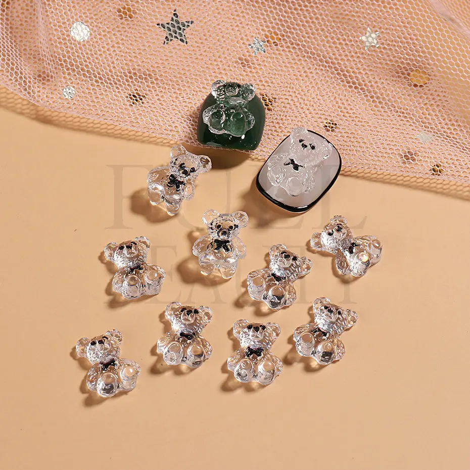 1Pack Transparent Cute Bear Nail Charms Bulk Resin Adorable Panda Coon Nails  Parts Crystal Manicure Accessories Decoration BEBTX - AliExpress