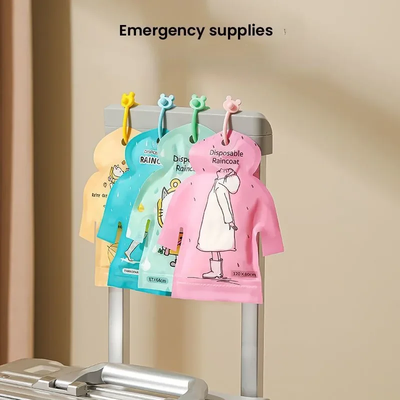 1pcs Disposable Cartoon Card Raincoat for Adults and Children Portable Pocket Raincoat for Outdoor Travel
