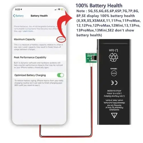 Zero-cycle High-quality Battery For iPhone SE 5 6 6S 5S 7 8 Plus X Xs Max Xr 11 Pro Mobile Phone With Free Tools Sticker - Image 6