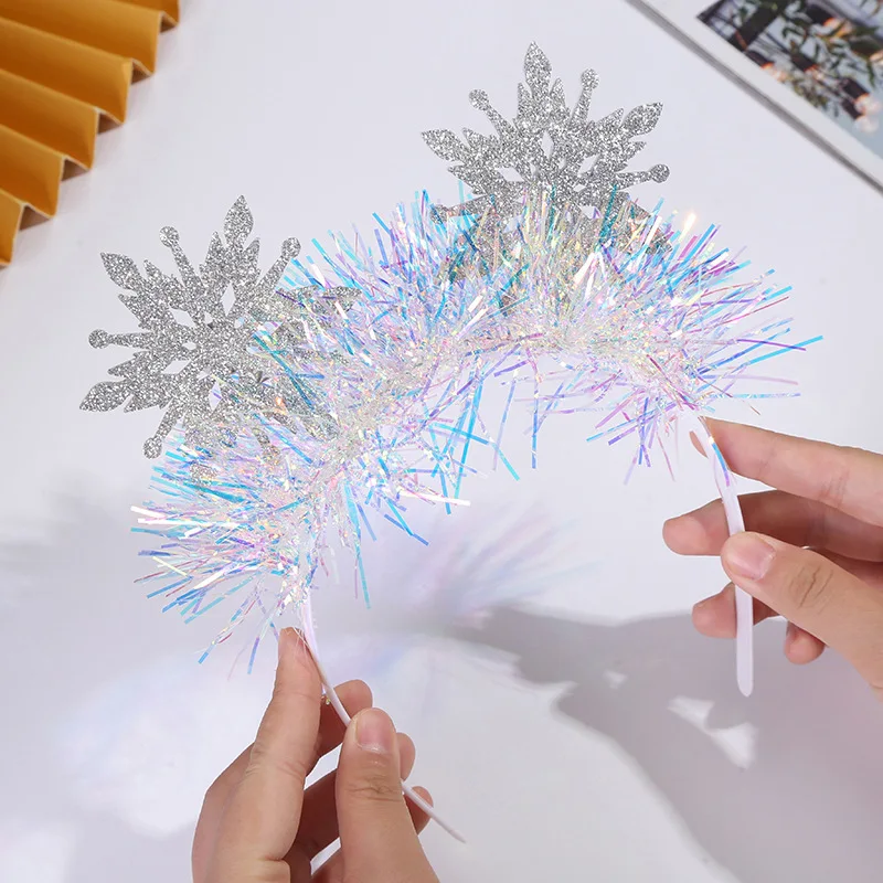 1/3/5pcs Christmas Glitter Snowflake Headband Christmas Winter Hair Accessories Hair Hoop Crown for Adult Kids Party Xmas Gift