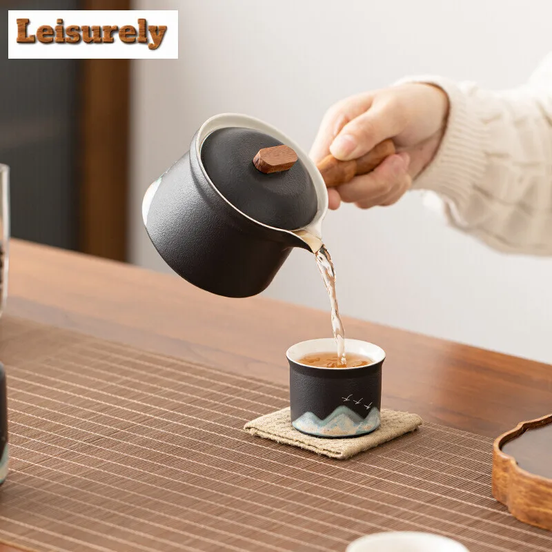 Hand-painted Rivers Mountains Tea Set Complete Set Boutique Tea Ceremony Set Teapot and Tea Cup Set Tea Services Ornaments Gifts