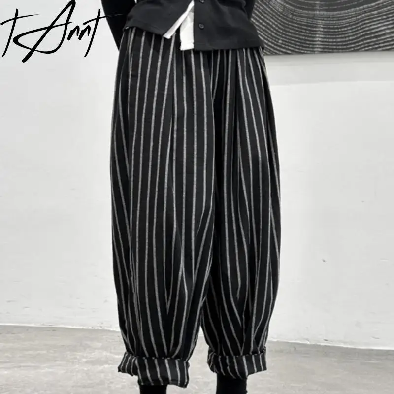 

Tannt Women Pant Stripes High Waist Black Harem Pants Fashion Casual Color Matching Spring And Autumn Women Trousers 2023 New