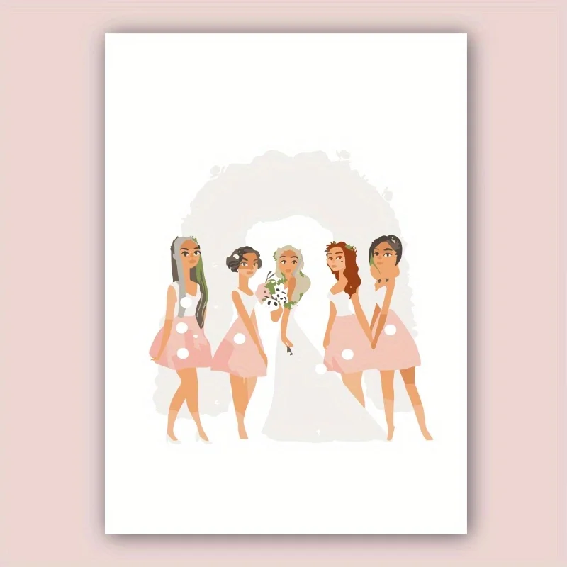 1pc, happy wedding card, romantic wedding card, celebration sweet bridesmaid for husband wife.