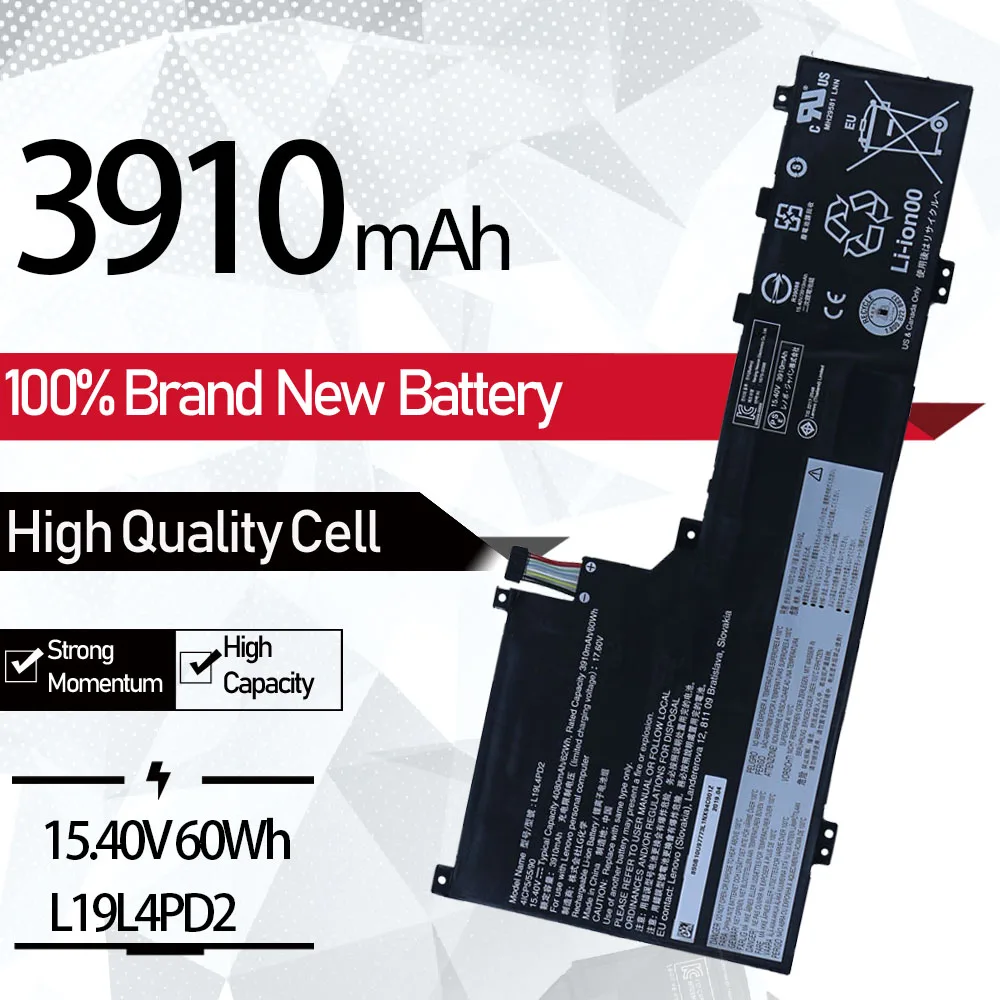 

Аккумулятор для ноутбука Lenovo Yoga S740 14 L19L4PD2 L19M4PD2 5B10U97772 5B10U97773 5B10W67424 S740-14IIL-81RT 15,40 в 60 Вт · ч 3910 мАч