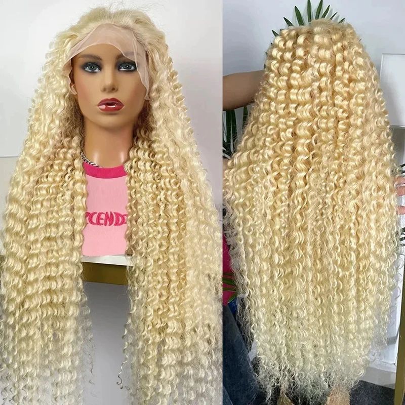 

13x4 613 Honey Blonde Water Curly HD Transparent Lace Frontal Wig Brazilian Remy Color 13x4 Loose Deep Wave Front Human Hair Wig