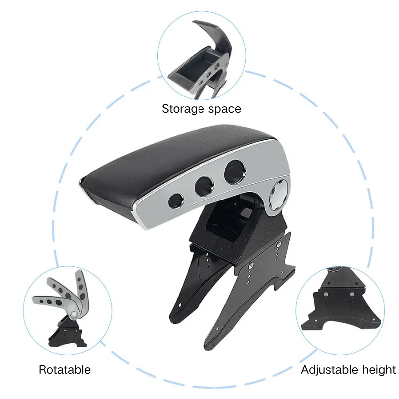 Universal Car Armrest Box 90&deg; Degree Rotation Center Console Storage Box Arm Rest Car-Styling Decoration Accessories Parts