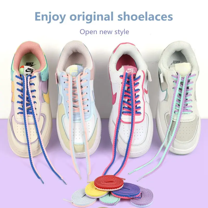 1Pair Sneakers for Shoelaces Original AF1AJ Colorblock Classic Shoe lace  Flat Cotton Polyester Shoelace Fashion Sport Shoestring