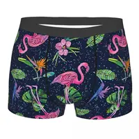 Flamingo Party Leaves Man's Boxer Briefs Underpants Highly Breathable High Quality Gift Idea 1