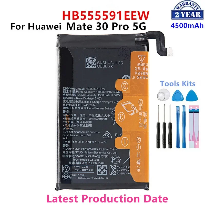 

100% Orginal HB555591EEW 4500mAh Battery For Huawei Mate30 Pro 5G / Mate 30 pro 5G / Mate30Pro 5G Batteries+Tools