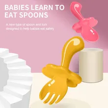 

2pc Baby Silicone Spoon Feeding Set Kid Dishes Toddlers Infant Feeding Accessories Spoon Silicone Tableware Children's Goods