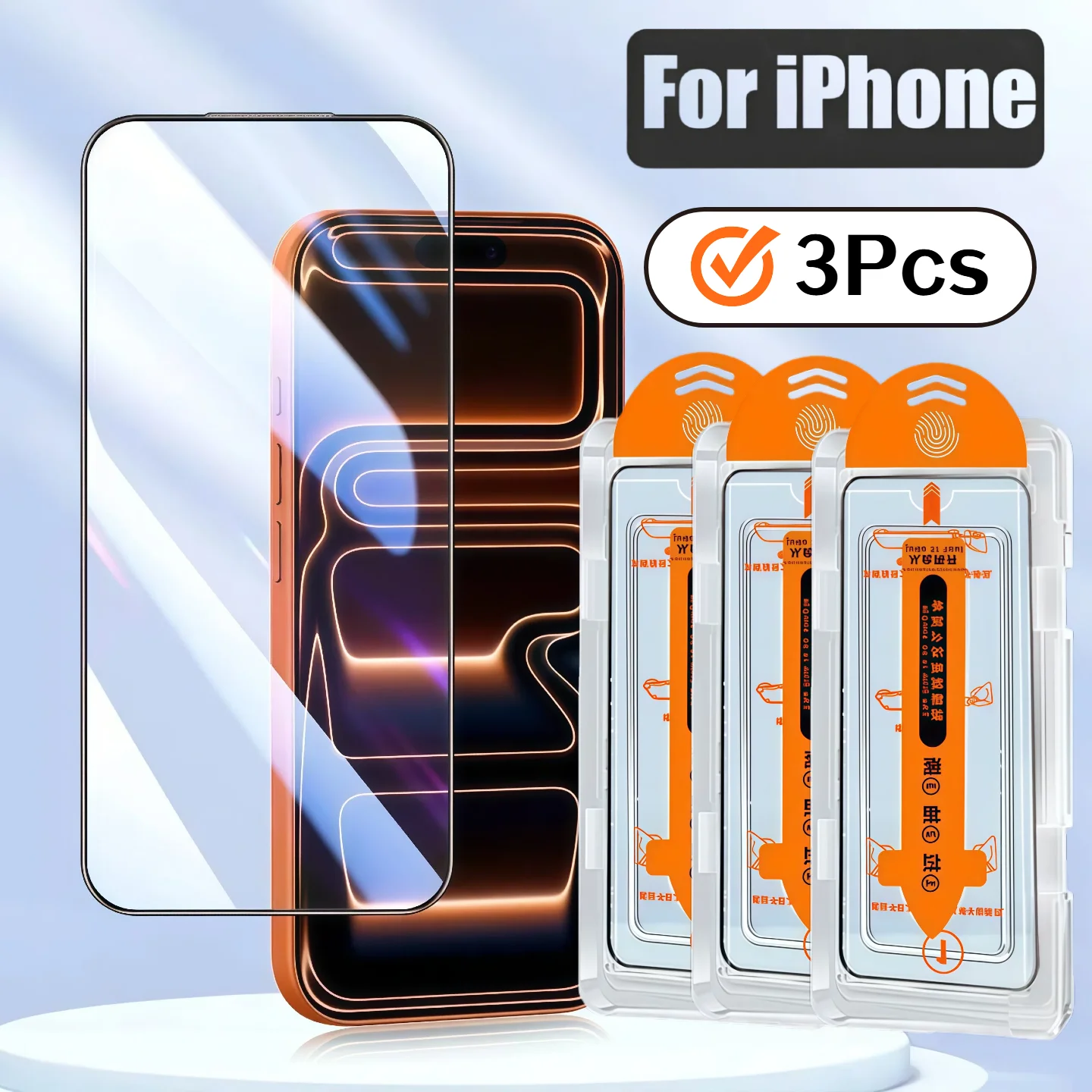 Premium Toughened Glass Screen Protector with Installation Kit - 3-Pack Phone Shield