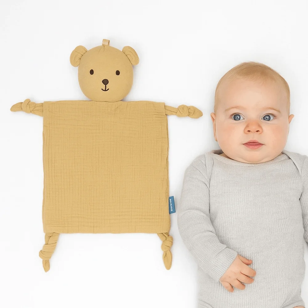 Soft Baby Cotton Gauze Blanket Cartoon Sensory Toy Comforter Saliva Scarf Rabbit Ears Cute Doll Soothe Appease Towel Infant Use