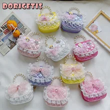 

Children Bag Cute Cartoon Pattern Bowknot Pearl Handbag Little Girl Go Out Princess Style One Shoulder Messenger Backpack New