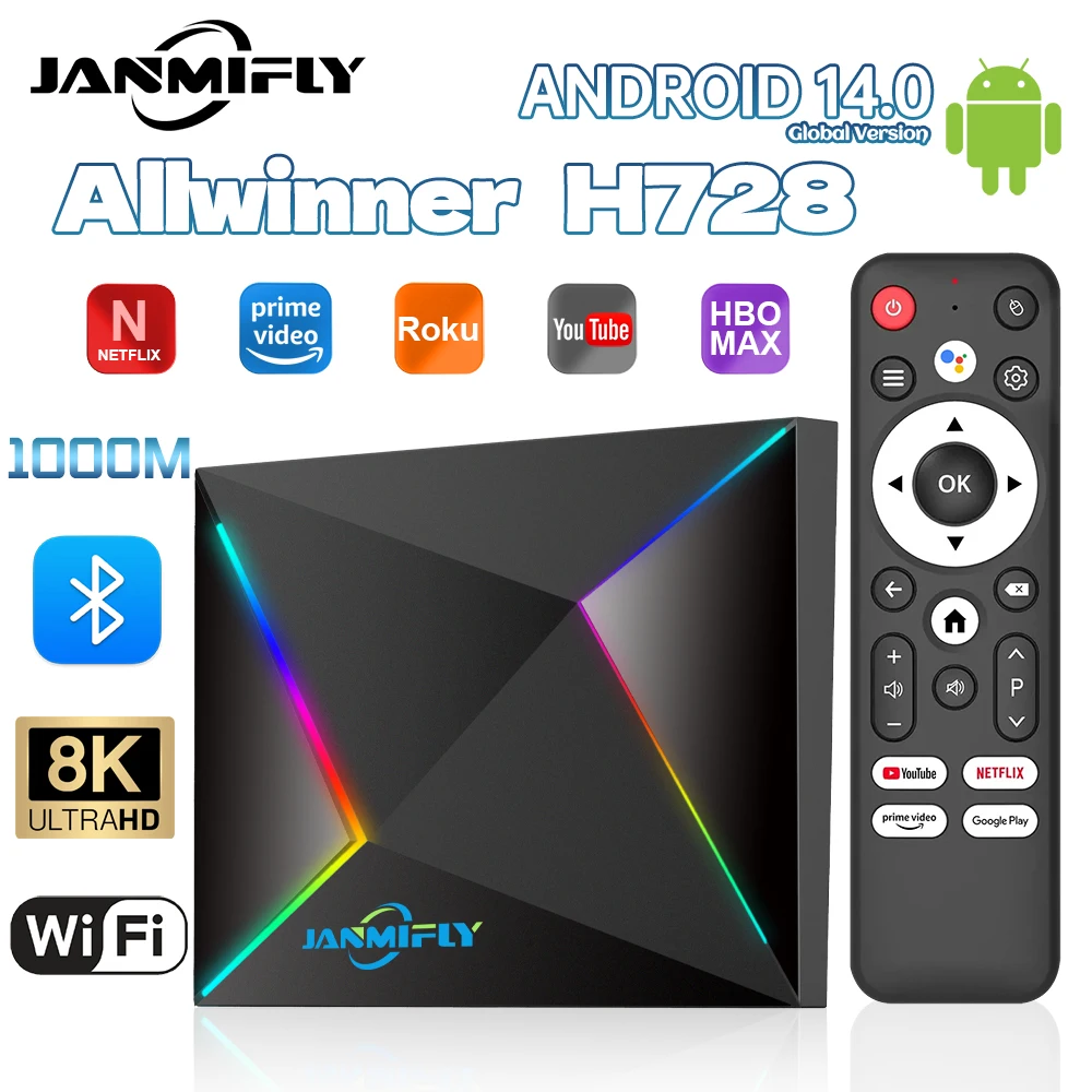 R69 Plus TV Box Android 14 Allwinner H728 Octa-Core WIFI6 8K