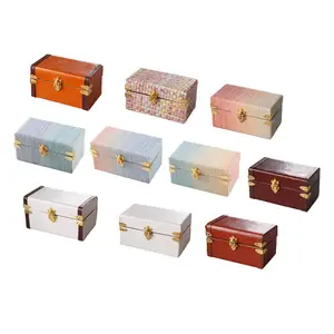 1/12 Scale Miniature Suitcase Micro Landscape Scenery Supplies Luggage Box Mini Treasure Chest for Bedroom Living Room Decor