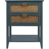 Natural Rattan Nightstand with 2 Drawer, Sideboard Buffet,Sideboard End Table Snack Table Small Coffee Table, Sofa Side Buffet 1