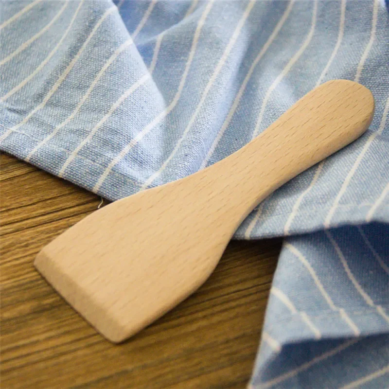 1/4PCS Small Beech Butter Spatulas Non-stick Wooden Turner Cooking Shovel Kitchen Gadgets Utensils Home Camping Restaurant stainless steel food tongs pancake spatula
